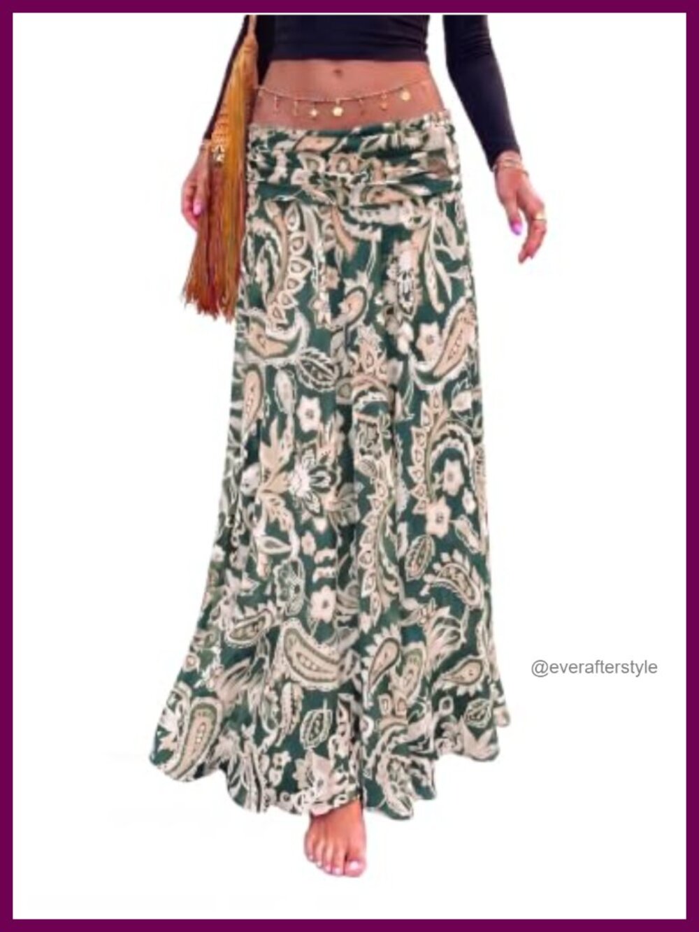 Mesh Paisley Floral Maxi Skirt High Waist Lightweight